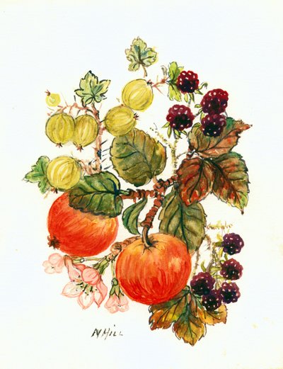 Brombeeren, Äpfel und Trauben von Nell Hill